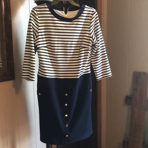 Dress barn navy and white striped dress